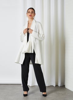 Buy Gathered Front Long Sleeve Jacket Offwhite in UAE