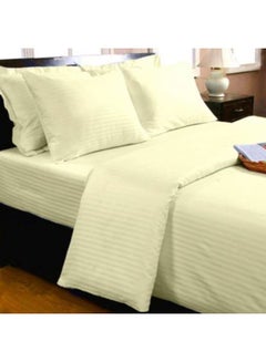 Buy 3-Piece Fitted Bed Sheet Set Cotton Beige 180x200cm in UAE