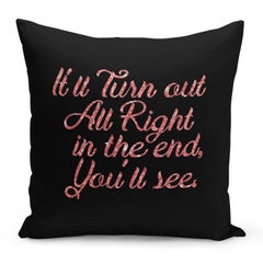 Buy Quote Printed Decorative Pillow Black/Pink 16x16inch in Saudi Arabia
