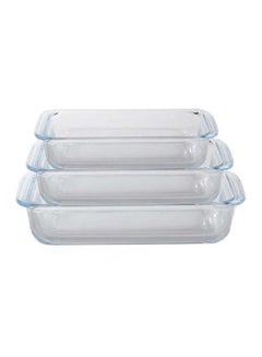 Buy 3-Piece Rectangle Shaped Glass Baking Dish Set Clear 1.6/2.2/ 3Liters in Saudi Arabia