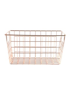 Buy Wire Storage Basket Rose Gold 30x20x16cm in UAE