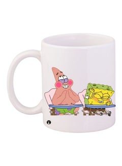 Buy SpongeBob And Patrick Printed Coffee Mug White/Brown/Yellow in Saudi Arabia