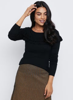 Buy Frill Detail Pullover Black in UAE