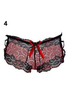 Buy Women's Hollow Lace Bowknot Hipster Panties Cross Straps Briefs Underpants Red in UAE