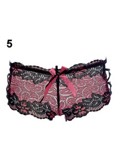 Buy Women's  Hollow Lace Bowknot Hipster Panties Cross Straps Briefs Underpants Rose Red in Saudi Arabia