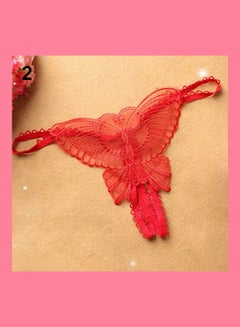 Buy Women Butterfly Thongs G-string V-string Panties Knickers Lingerie Underwear Red in UAE