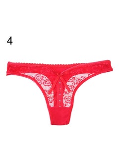 Buy Women's  Lace V-string Briefs Panties Thongs G-string Lingerie Underwear Red in Saudi Arabia