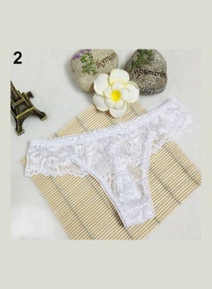 Buy Women Breathable Lace Panties Briefs Knickers Underwear Thongs G-String White in Saudi Arabia