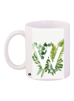 Buy Letter W With Leaf Printed Coffee Mug White/Green in Saudi Arabia