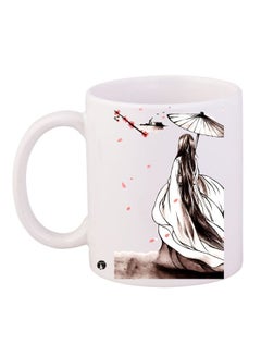 Buy Japanese Art Printed Coffee Mug White/Brown/Red in UAE