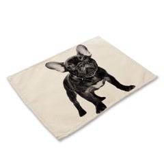 Buy French Bulldog Printed Kitchen Place Mat white 32x42cm in UAE