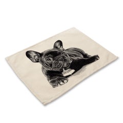 Buy French Bulldog Printed Kitchen Place Mat white 32x42cm in UAE