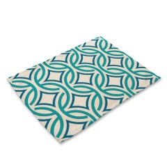 Buy Geometric Abstract Pattern Painted Home Kitchen Place Mat Multicolour 32x42cm in UAE