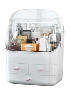 Buy Makeup Organizer Box White/Clear/Pink in UAE