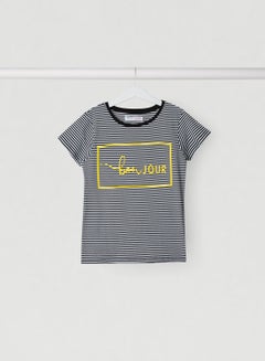 Buy Short Sleeve Striped Pattern T-Shirt Stripe in Saudi Arabia