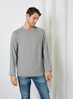 Buy Solid Full Sleeve Sweater Medium Grey Melange in UAE