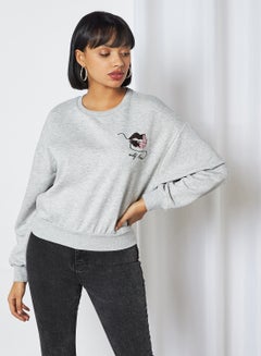 Buy Self Love Sweatshirt Light Grey Melange in UAE