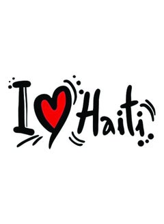 اشتري ملصق للسيارة E147 بطبعة عبارة "I Love Haiti" مقاس 15×15 سم، لون أحمر/ أسود في مصر