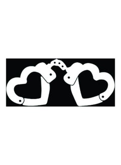 Buy E403 Heart Shaped Handcuffs Printed Car Sticker 15X15 cm Black/White in Egypt