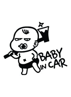 Buy E175 Baby In Car Shaped Car Sticker 15X15 cm Black/White in UAE