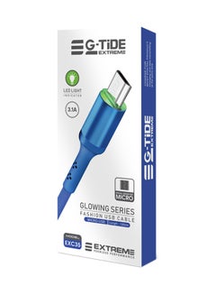 Buy Glowing Series EXC35 Micro USB Charging Cable With LED Blue in Saudi Arabia