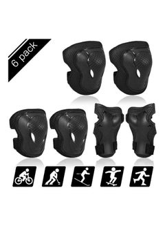 اشتري Pack of 6 Kids Knee Protective Gear Kit Knee Elbow and Wrist Guards Children Sports Safety Protection Pads for Cycling Roller Skating S 23x8x16cm في السعودية