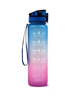 Buy Sports Water Bottle with Time Marker BPA Free & Leak proof Portable Reusable Drinking Kettle  Fitness Sport 1L Water Jug for Men   Women Kids Student to Camping Office School Gym Workout Blue & red 29.5*5*7.5cm in Egypt