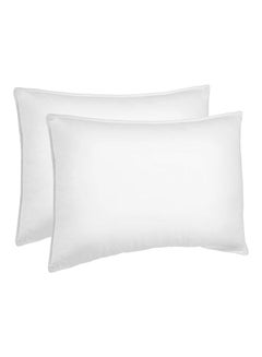 Buy 2-Piece Solid Bed Pillow microfiber White 160x50cm in Saudi Arabia