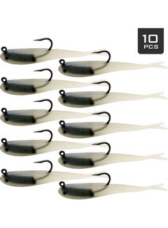 Buy 10Pcs 75mm 6g Fishing Lures with Jig Head Hook Jigs Soft Fishing Bait 10*2*8cm in UAE