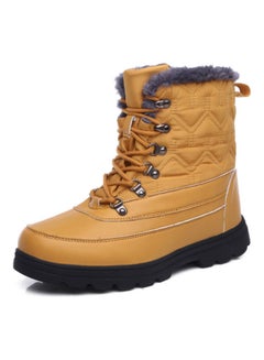Buy Waterproof Effect Lace Up Casual Boots Yellow/Black in UAE
