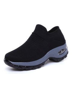 Buy Women's Knitted Slip-On Sport Shoes Black/Blue in UAE