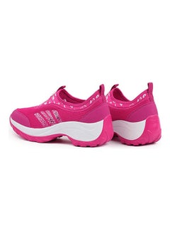 Buy Mesh Detail Round Toe Slip-On Running Shoes Pink/White in UAE