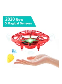 Buy Mini Drone UFO Hand Operated RC Helicopter Quadrocopter Drone Infrared Induction Aircraft Flying Ball Toys Red in UAE