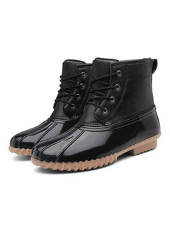 Buy Lace-Up Casual Snow Boots Black in Saudi Arabia