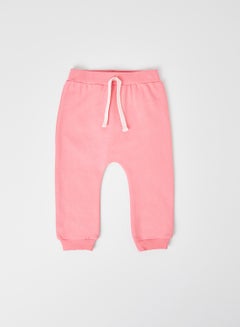 Buy Solid Drawstring Waist Sweatpants Pink in UAE