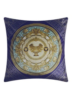 Buy Printed Cushion Cover Blue/Yellow/White 45x45cm in UAE