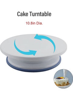 Buy Smooth Rotating Turntable Revolving Decorating Cake Stand White 28*7*28cm in Egypt