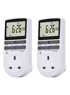 Buy 2-Piece Digital Plug-In Timer Socket Set White in Saudi Arabia