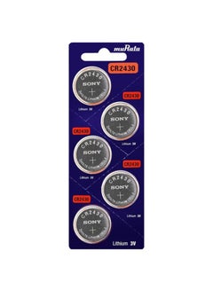 Buy 5-Piece Cr2430 Lithium 3V Batteries Silver in Saudi Arabia