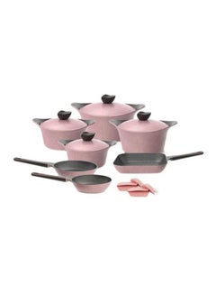 Buy 14-Piece Multipurpose Cookware Set Pink 60x48x44cm in Saudi Arabia