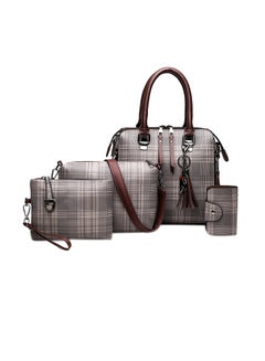 Buy 4 Piece Snake Pattern Composite Bag Set Grey/Brown in Saudi Arabia