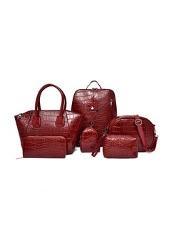 Buy 6 Piece Crocodile Pattern Composite Bag Set Red in UAE