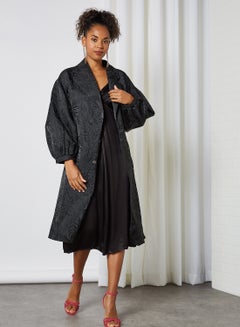Buy Long Sleeve Resnick Coat Black Jaquard in UAE