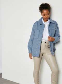 Buy Front Dual Pocket Jacket Light Blue in UAE