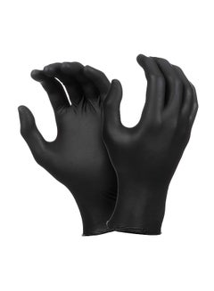 Buy 100-Piece Disposable Nitrile Gloves Set Black M in Saudi Arabia