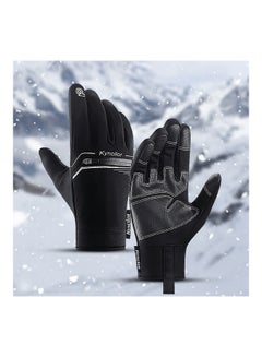 Buy Winter Men Women Cycling Gloves Windproof Waterproof Anti-Slip Touchscreen Warm Fleece Full Finger Bicycle Skiing Gloves L 16*3*15cm in Saudi Arabia