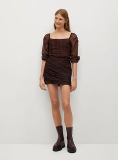 Buy Printed Chiffon Mini Skirt Brown in Egypt