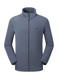 Buy Zipper Detail Solid Jacket Grey in UAE