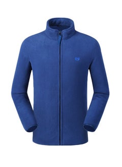 Buy Zipper Detail Solid Jacket Blue in UAE