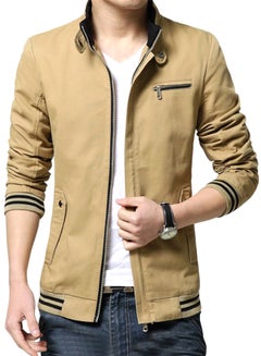 Buy Zip Detailed Jacket Beige/Blue in Saudi Arabia